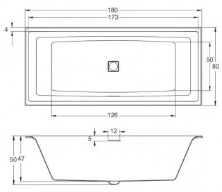 Акриловая ванна Riho Still Square Fall Plug and Play B099060005 R заполнение через перелив 180х80см белый